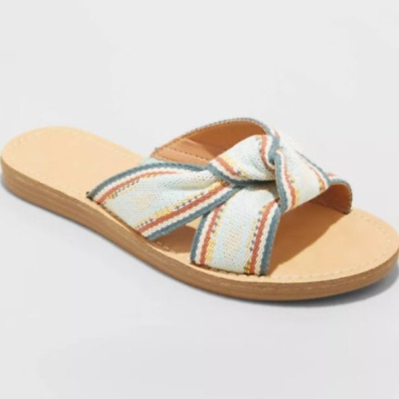 Universal Thread Melody Knotted Slide Sandals Teal 6.5 - Picture 2 of 4